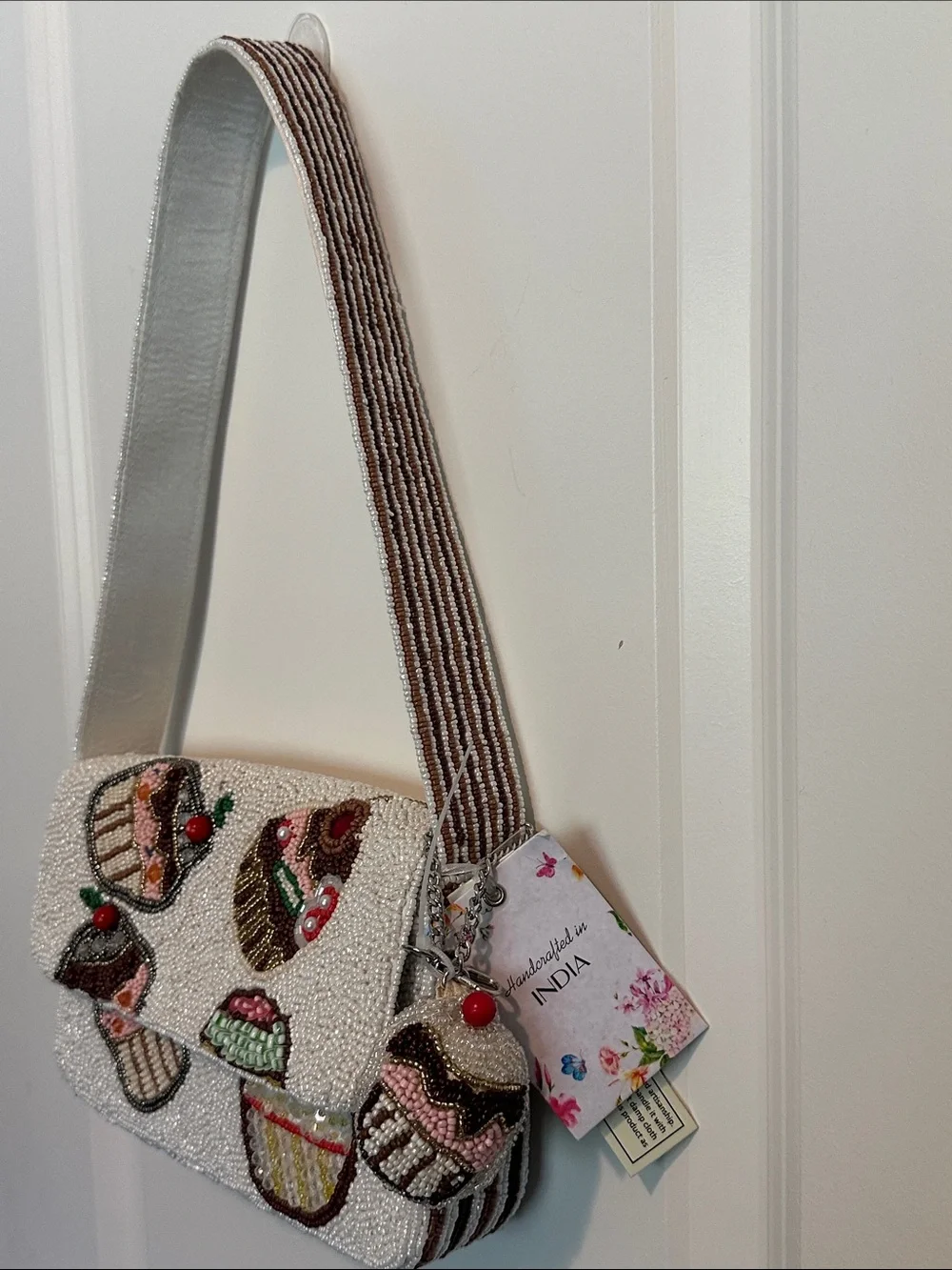 New Viral Made in India Beaded Cupcake Bag with Cupcake Charm